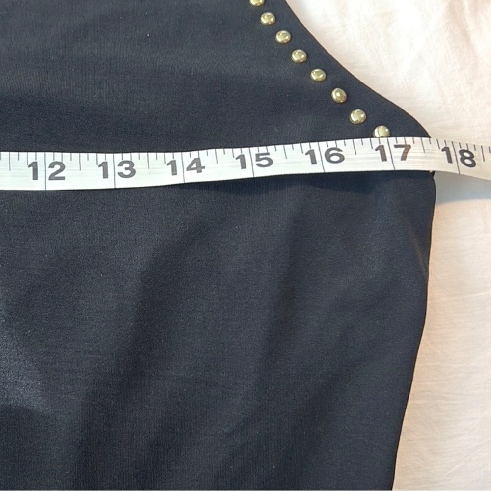 Carmen Marc Valvo, Gorgeous, Sophisticated,Black Dress w/Gold Studs 🔥,Size 4 - Picture 8 of 10